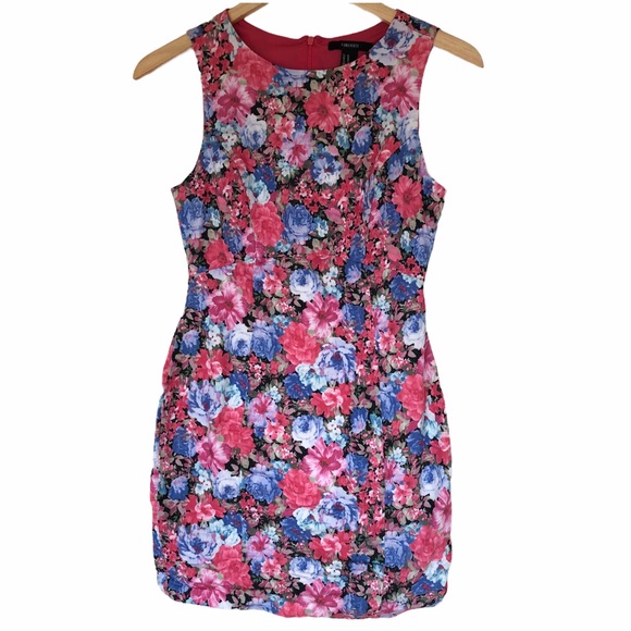 Forever 21 Pink Floral Bodycon Shift Dress Medium - Picture 3 of 8